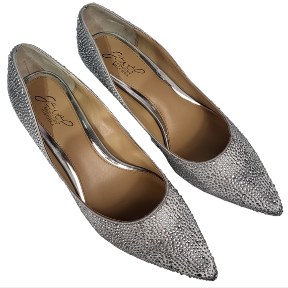 Jewel by Badgley Mischka Frenchie Evening Pumps Silver 9 - Picture 7 of 8